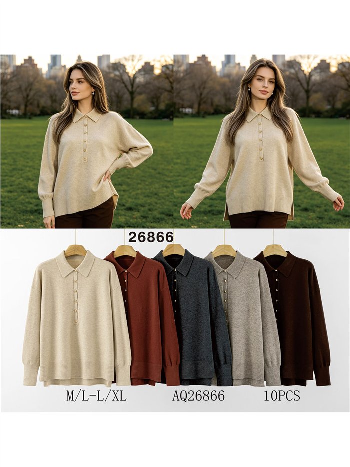 Jersey amplio cuello polo