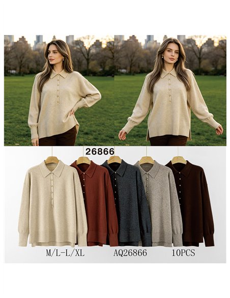 Jersey amplio cuello polo
