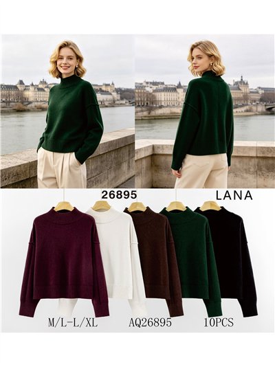 Jersey amplio de punto con lana cuello perkins 2