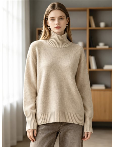 Jersey cuello vuelto brillo con lentejuelas