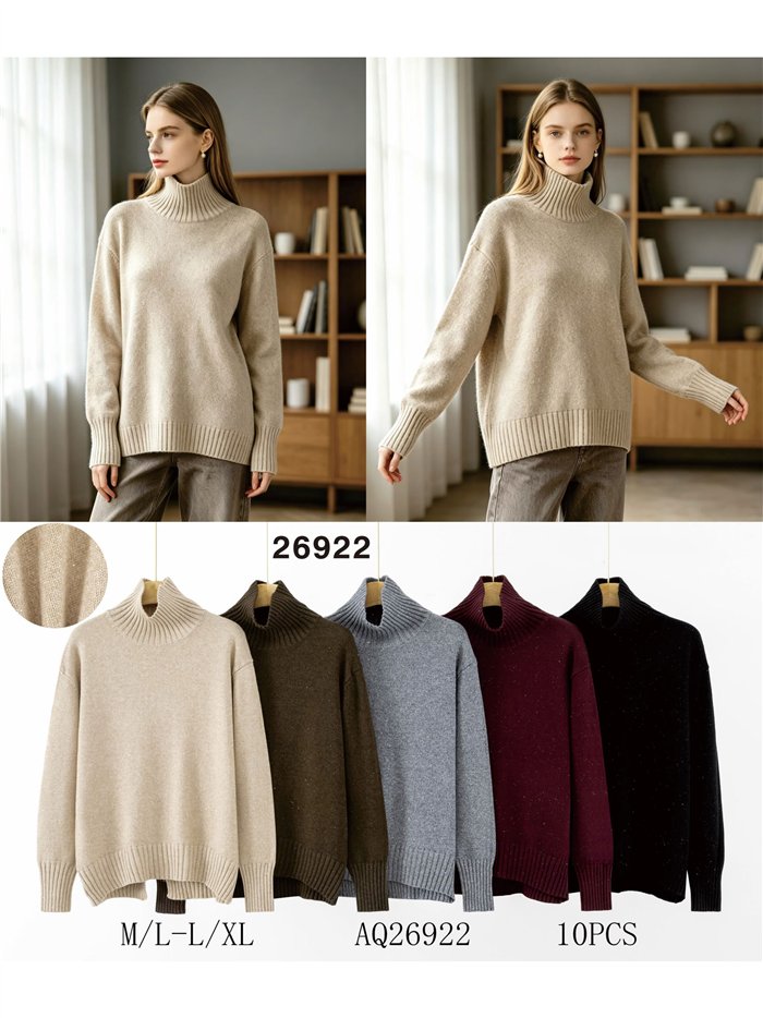Jersey cuello vuelto brillo con lentejuelas