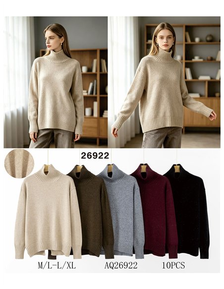 Jersey cuello vuelto brillo con lentejuelas