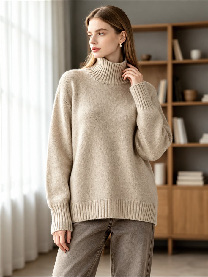 Jersey cuello vuelto brillo con lentejuelas