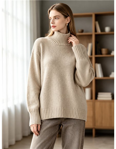 Jersey cuello vuelto brillo con lentejuelas