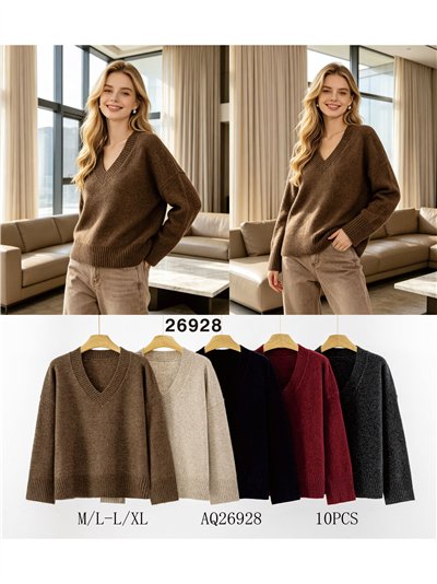 Chunky knit V neck sweater 2