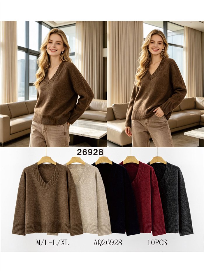 Chunky knit V neck sweater