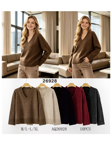 Chunky knit V neck sweater