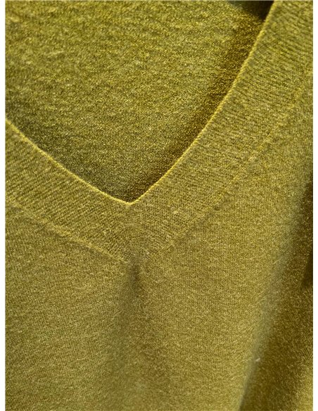 Jersey básico de punto con lana cuello pico