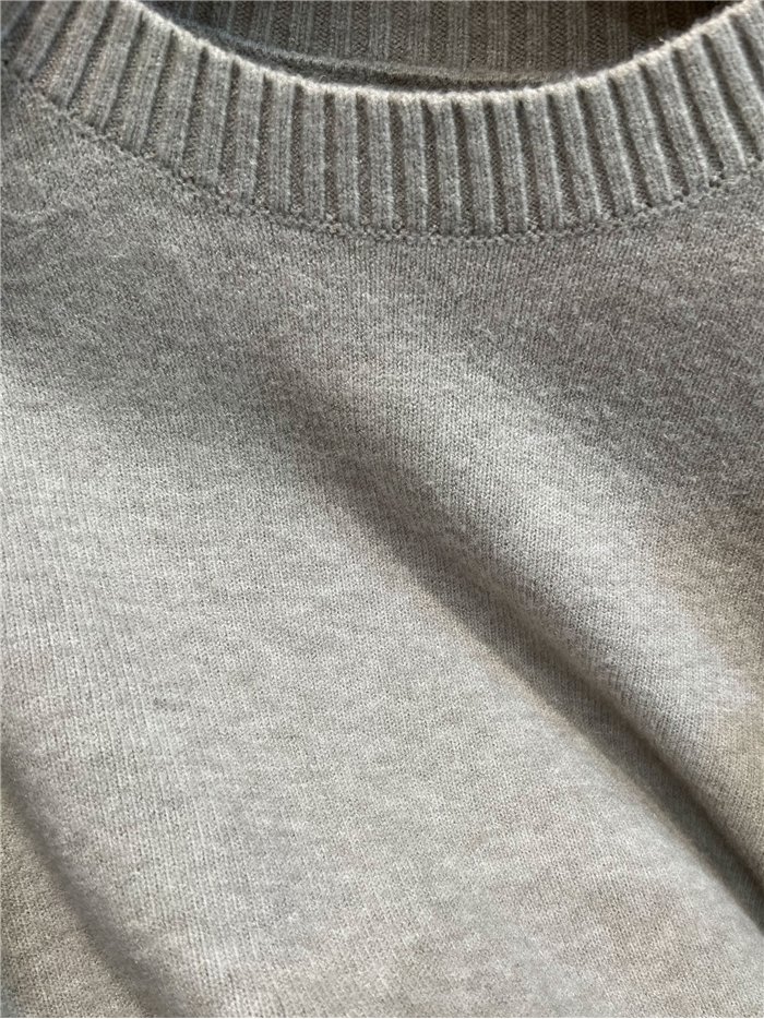 Jersey básico de punto con lana cuello redondo