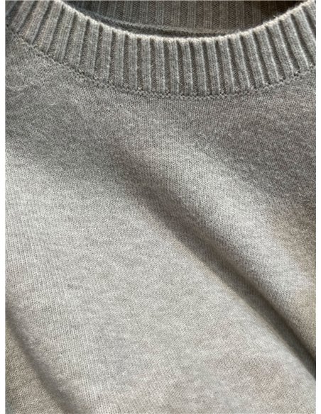 Jersey básico de punto con lana cuello redondo