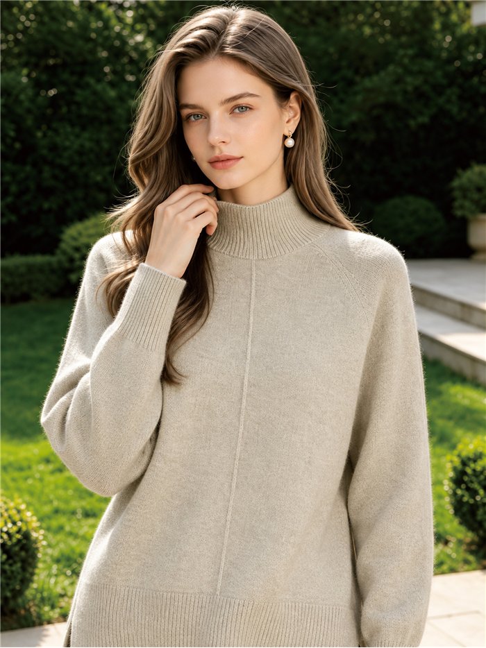 Jersey de punto con lana cuello perkins costura central