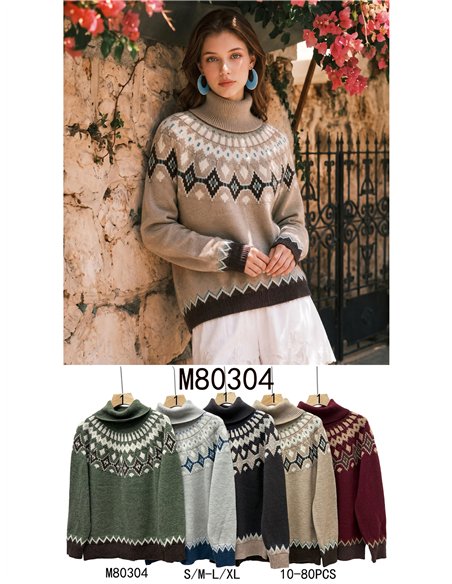 Jersey jacquard cuello vuelto