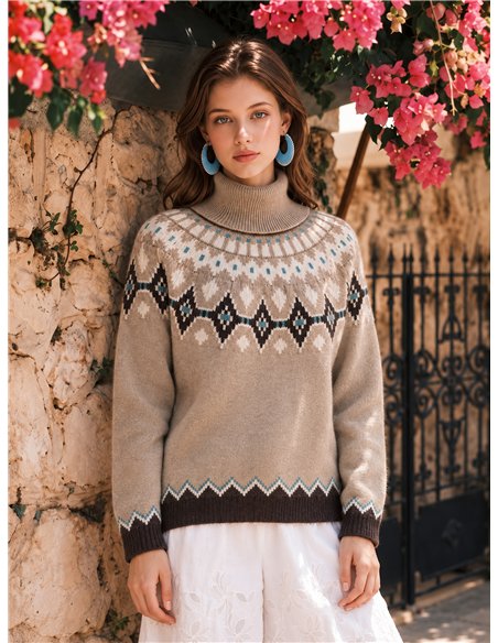 Jersey jacquard cuello vuelto
