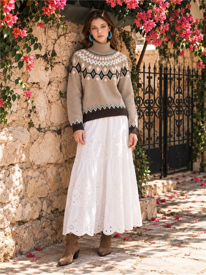 Jersey jacquard cuello vuelto