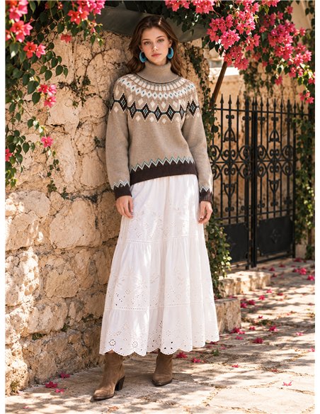 Jersey jacquard cuello vuelto