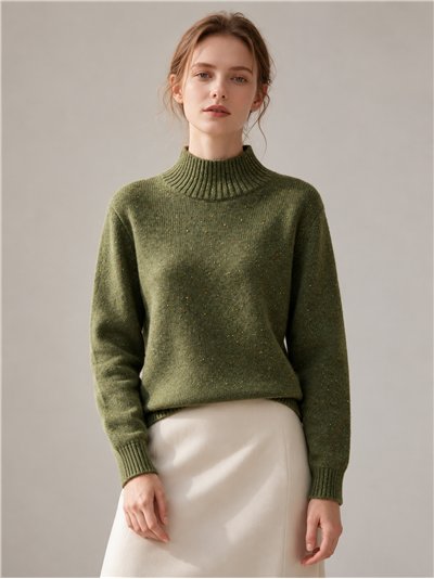 Jersey jaspeado de lana cuello perkins