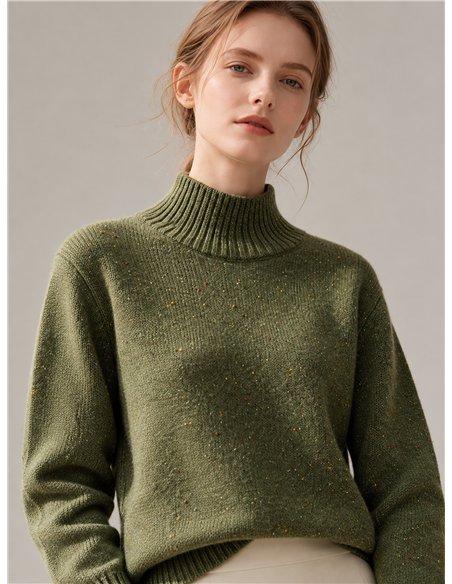 Jersey jaspeado de lana cuello perkins