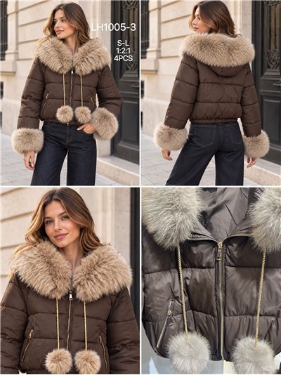 Chaqueta corta acolchada con pelo 2