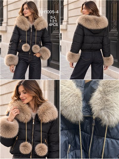 Chaqueta corta acolchada con pelo 2