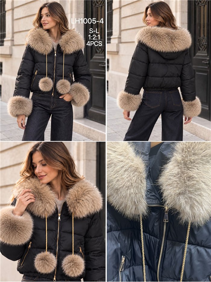 Chaqueta corta acolchada con pelo
