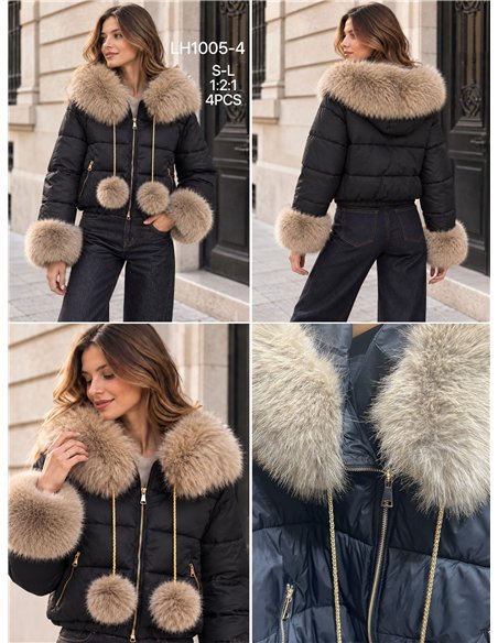 Chaqueta corta acolchada con pelo