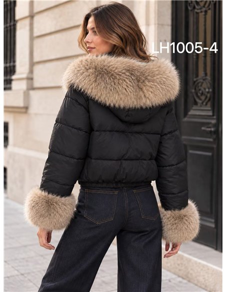 Chaqueta corta acolchada con pelo