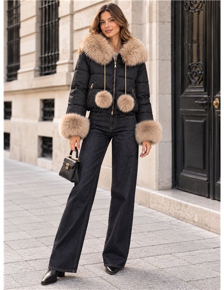 Chaqueta corta acolchada con pelo