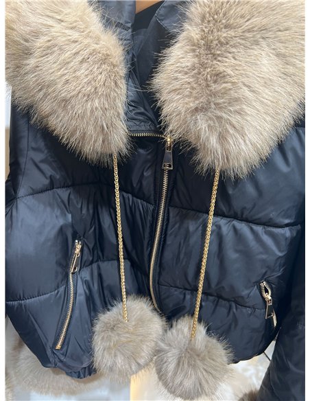 Chaqueta corta acolchada con pelo