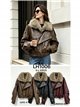 Chaqueta efecto piel con cuello de pelo