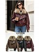 Chaqueta efecto piel con cuello de pelo