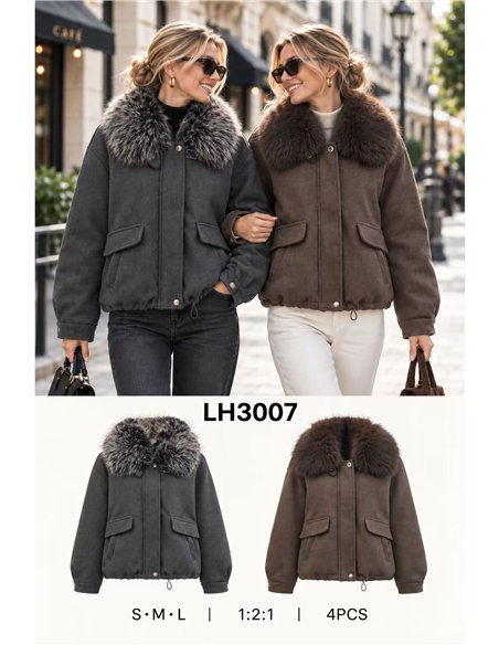 Chaqueta corta paño con cuello de pelo