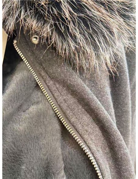Chaqueta corta paño con cuello de pelo