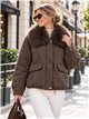 Chaqueta corta paño con cuello de pelo