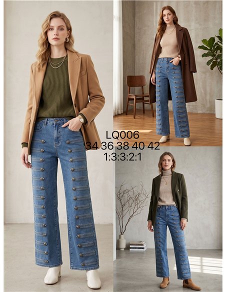 Jeans a gamba larga con dettagli militari