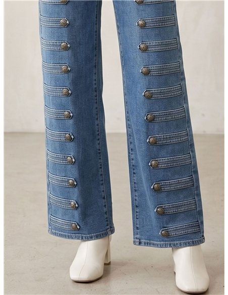 Jeans a gamba larga con dettagli militari