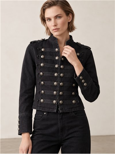 Militärjeansjacke mit Knöpfen