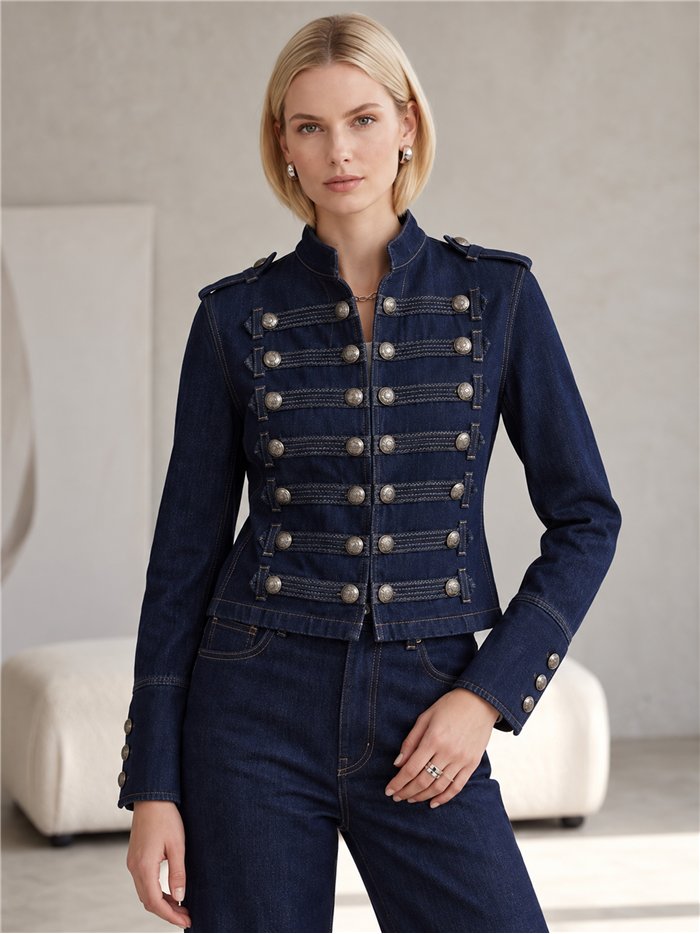 Militärjeansjacke mit Knöpfen