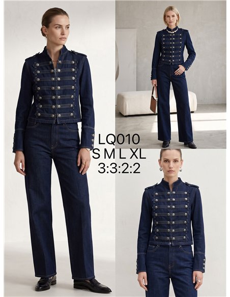 Militärjeansjacke mit Knöpfen