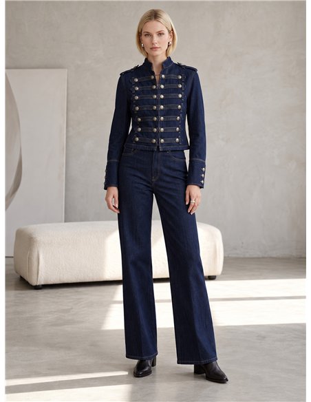 Militärjeansjacke mit Knöpfen