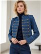Giacca di jeans militare con bottoni