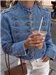 Giacca di jeans militare con bottoni