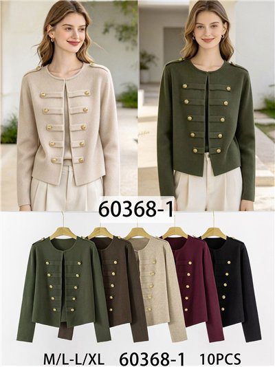 Gestrickte Militärjacke mit goldenen Knöpfen 2