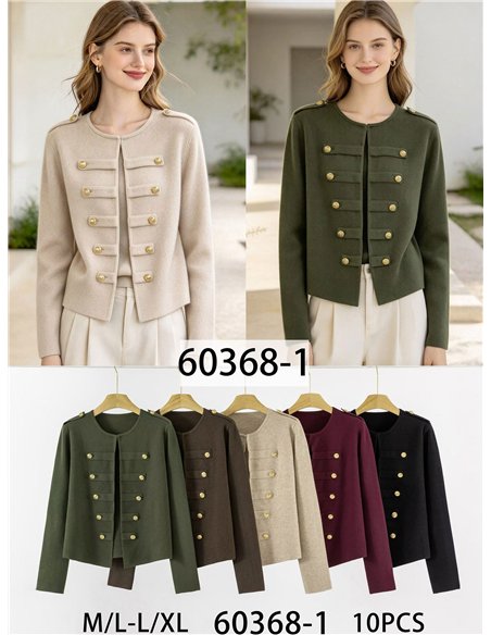 Gestrickte Militärjacke mit goldenen Knöpfen