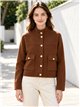 Gold button cropped knit jacket