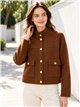Gold button cropped knit jacket