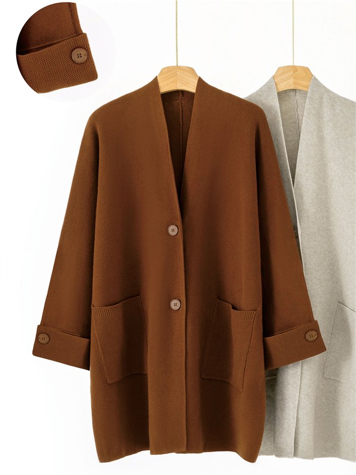 Maxi-Strickjacke mit Taschen