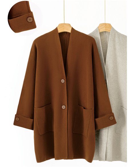 Maxi-Strickjacke mit Taschen