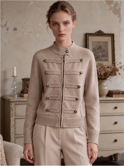Military knit zip jacket