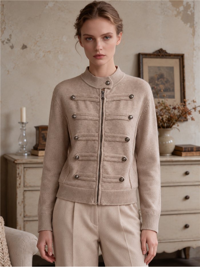 Military knit zip jacket