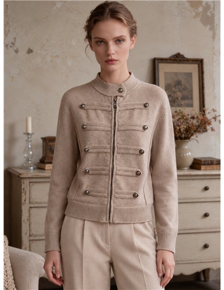 Military knit zip jacket